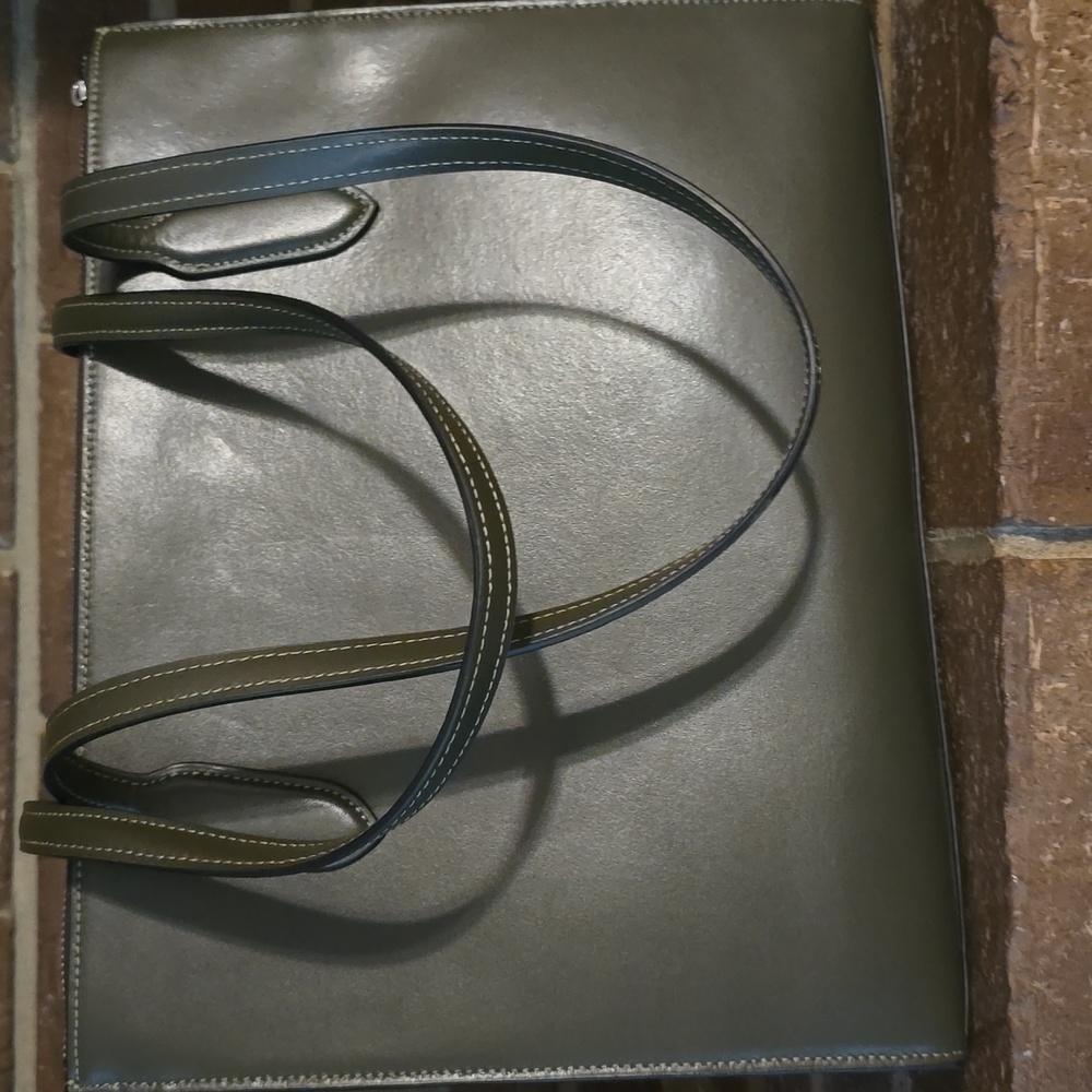 COACH Nina Tote Bag Leather Green - Picture 6 of 9